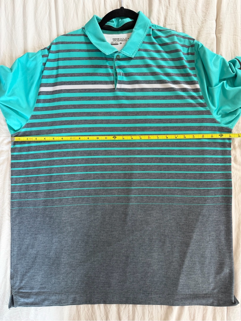 Nike Golf Men's Turquoise and Gray Striped Polo Shirt